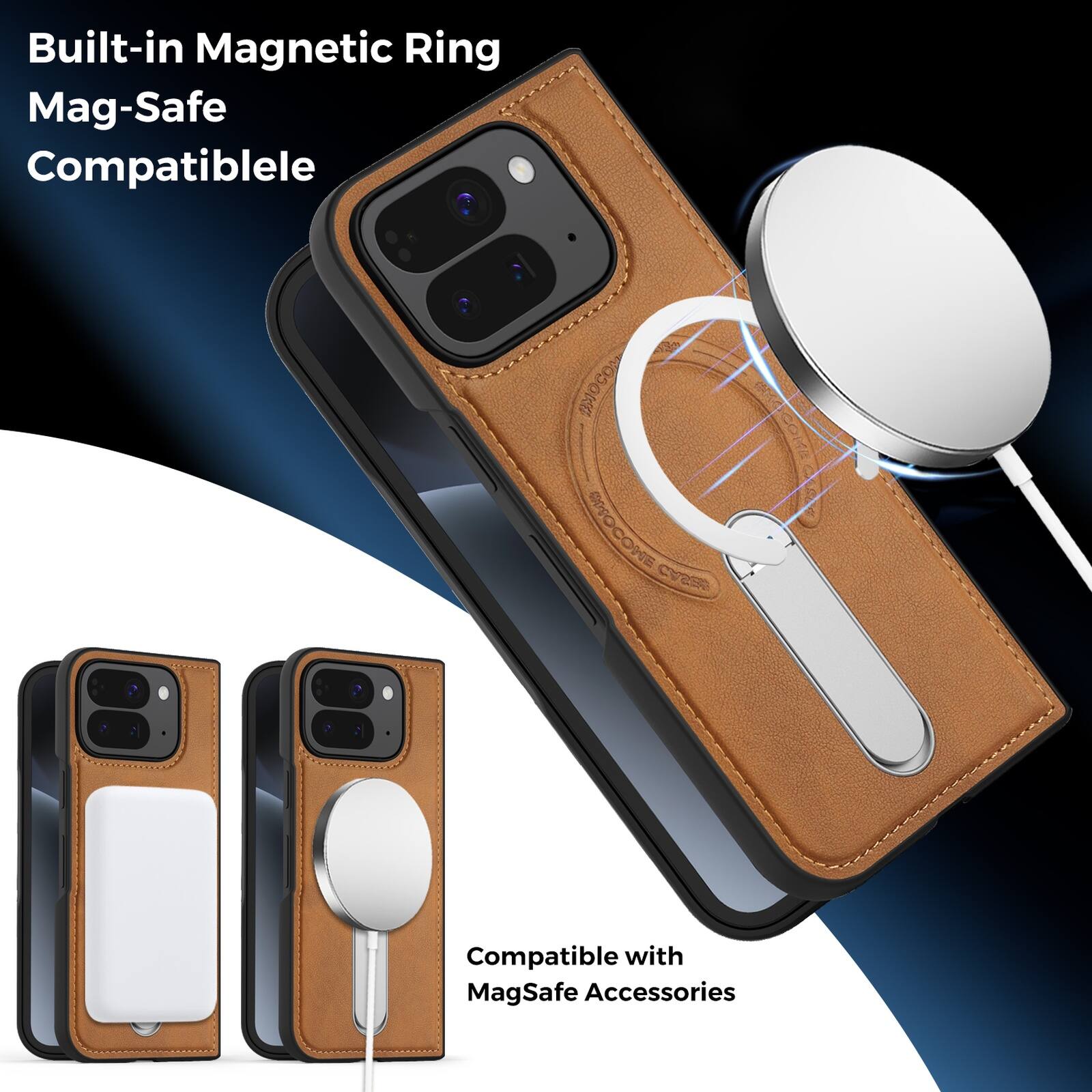 Built-in Magnetic Ring  
Mag-Safe Compatible  

Compatible with MagSafe Accessories