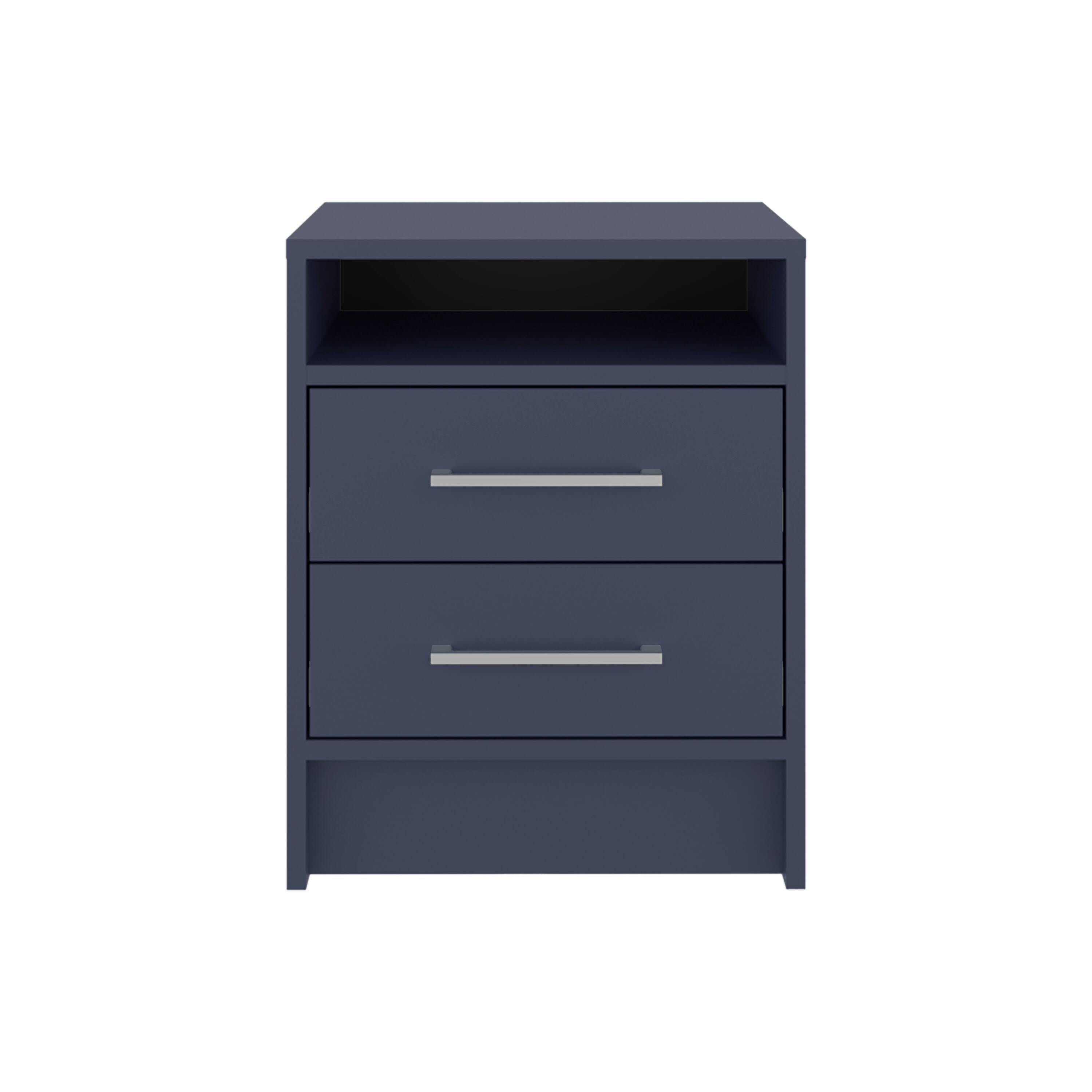 Alt View 1. Tiramisubest - Modern Blue Nightstand with 2 Drawers and Open Shelf, Scratch-Resistant Surface - Blue.