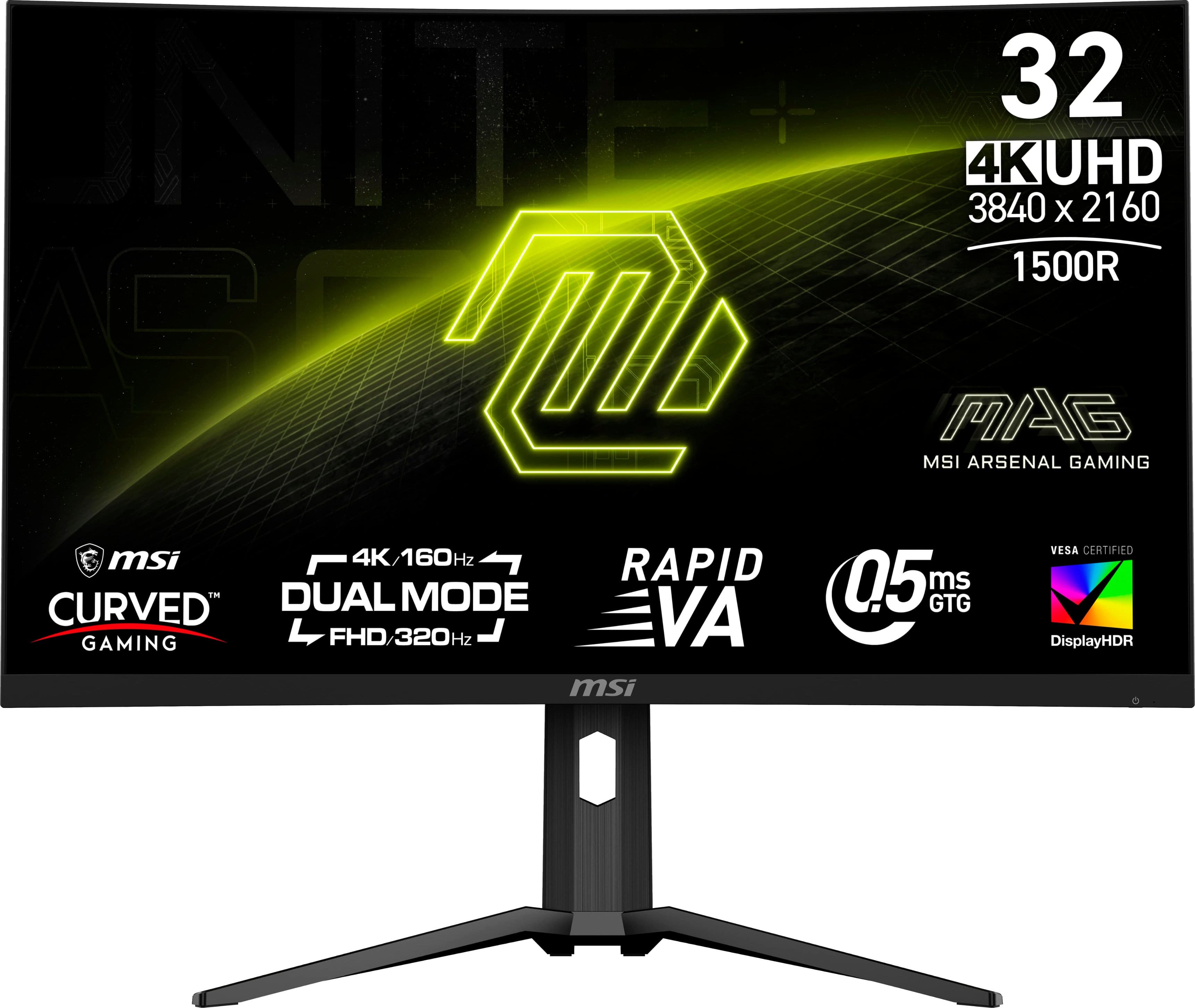 MSI - MAG 321CUPDF 32" UHD Dual Freq.(UHD:160Hz/FHD:320) 1ms Adaptive Sync Gaming Monitor (DisplayPort, HDMI, USB-C) - Black - Front_Zoom