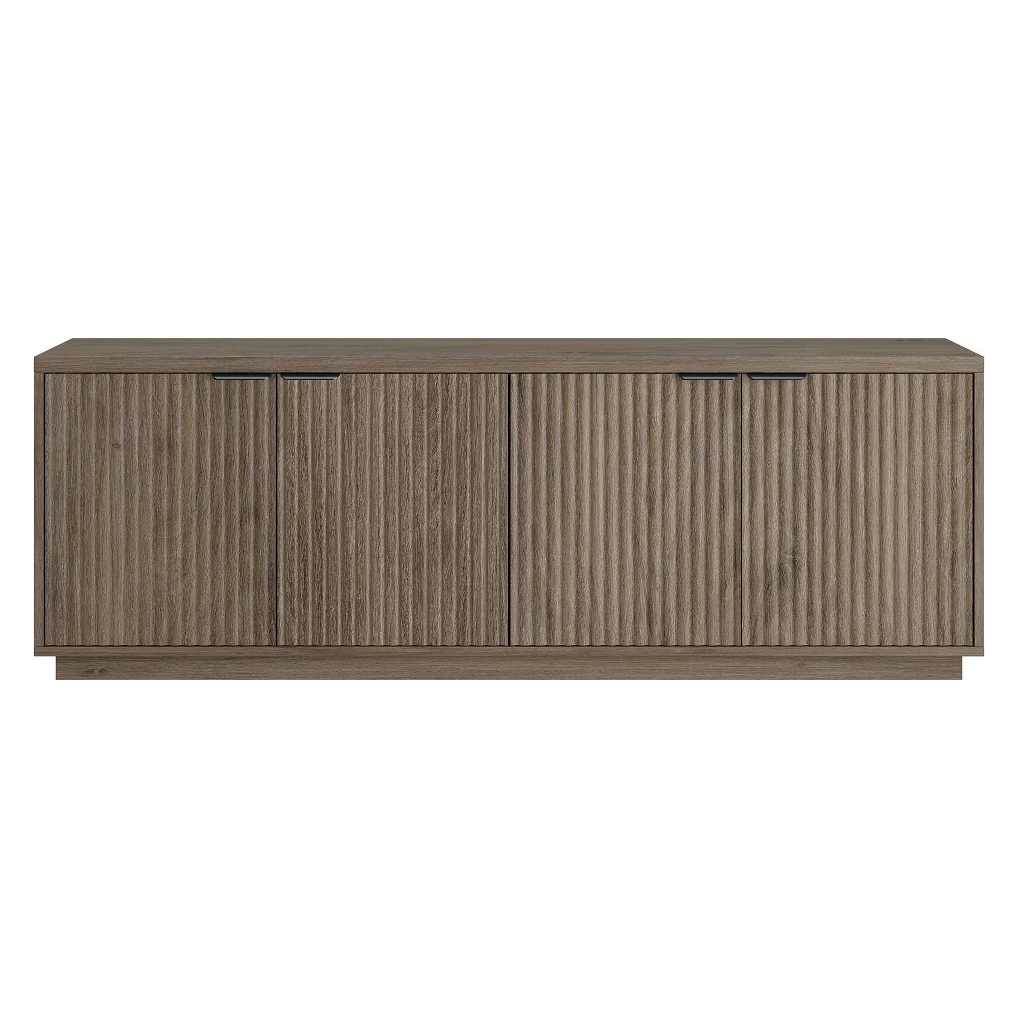 Angle. Hudson&Canal - Mansfield Rectangular Fluted TV Stand for TV's up to 78" in Antiqued Gray Oak - Antiqued Gray Oak.