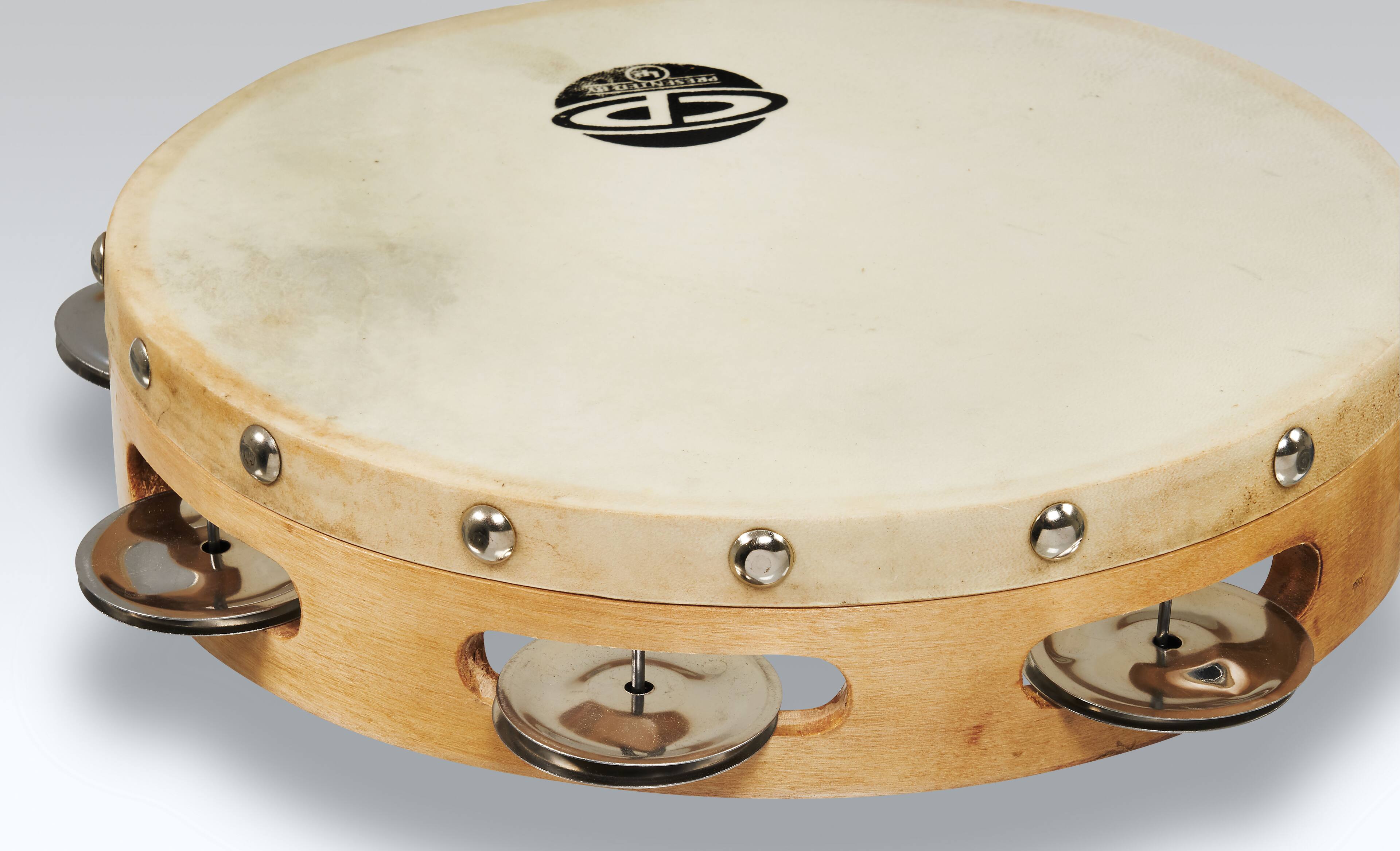 Left. Latin Percussion - CP Single Row Head Tambourine Steel, 8".