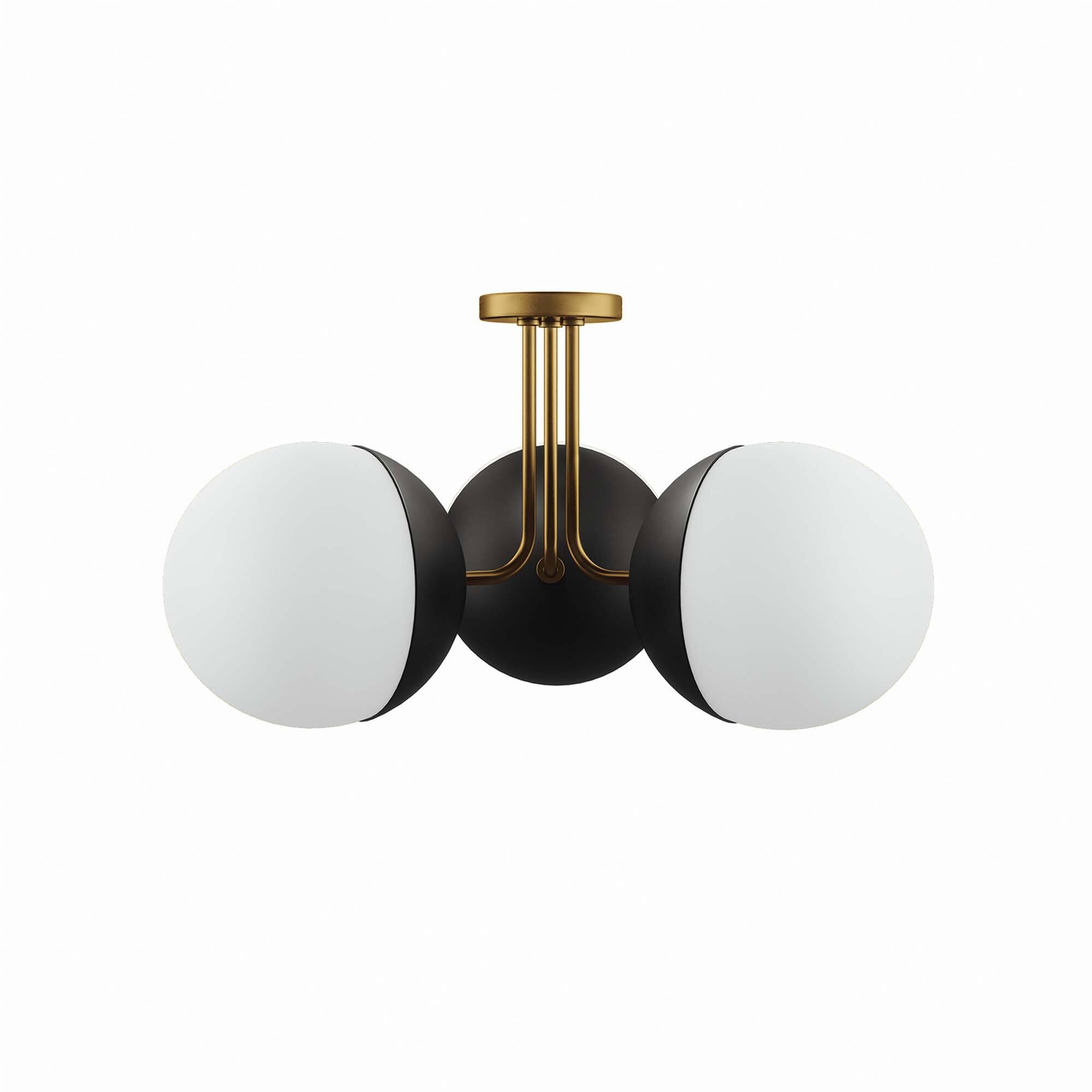 Angle. Modway - Stellar 3-Light Semi-Flush Ceiling Light by Modway - Opal Satin Brass.