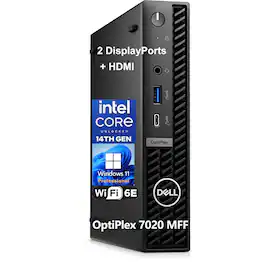 Dell - OptiPlex 7020 MFF Desktop, 14th Gen i5-14500T, 8GB DDR5, 512GB PCIe SSD, WiFi 6E, 2 DP, HDMI, Win 11 Pro - Black
