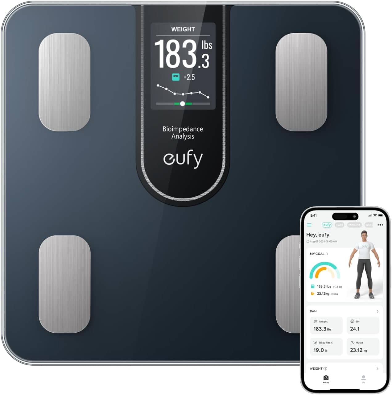 eufy - Smart Scale C20, Digital Bathroom Body Fat Scale - Black