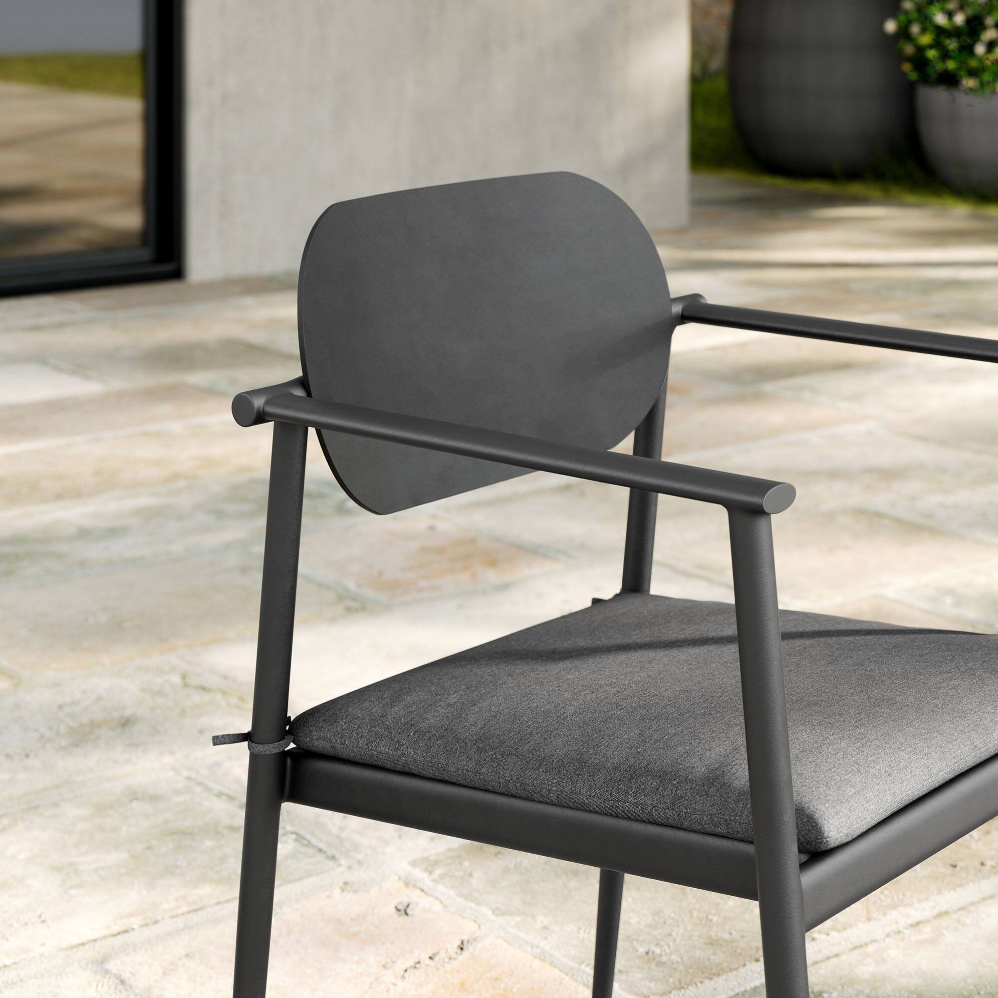 Alt View 1. Modway - Aeris Stackable Outdoor Patio Aluminum Dining Armchair Set of 2 by Modway - Charcoal.