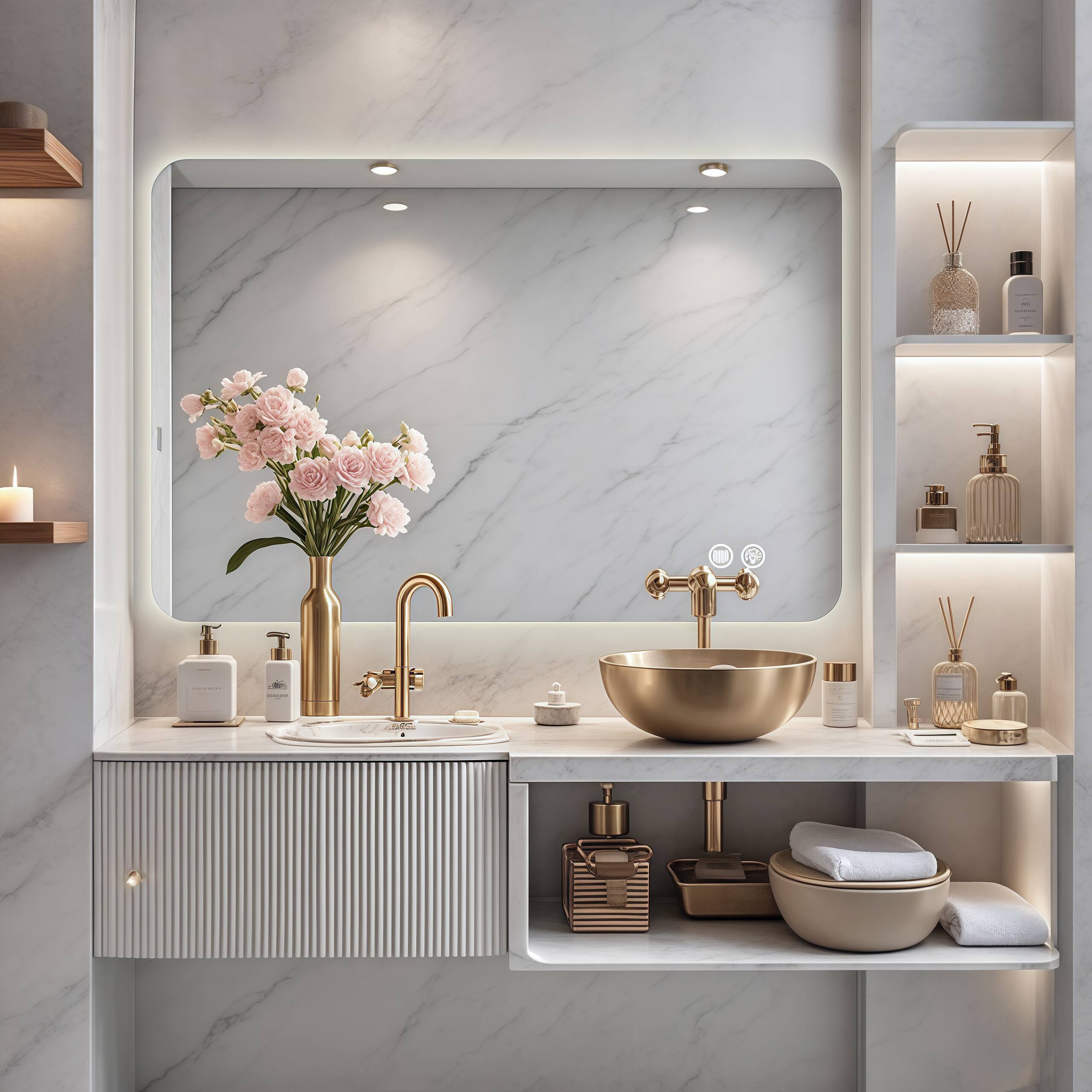 Alt View 10. Ecooso - 24x36in LED Bathroom Mirror, Rectangular Backlit Vanity Wall Mirror with Anti-Fog - Clear.