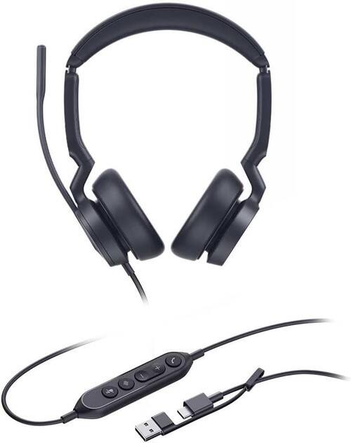 Left. Yealink - Yealink 1308182 UH46 Dual Teams - Professional Wired Headset USB-C/A - Microsoft Teams certified - Red.