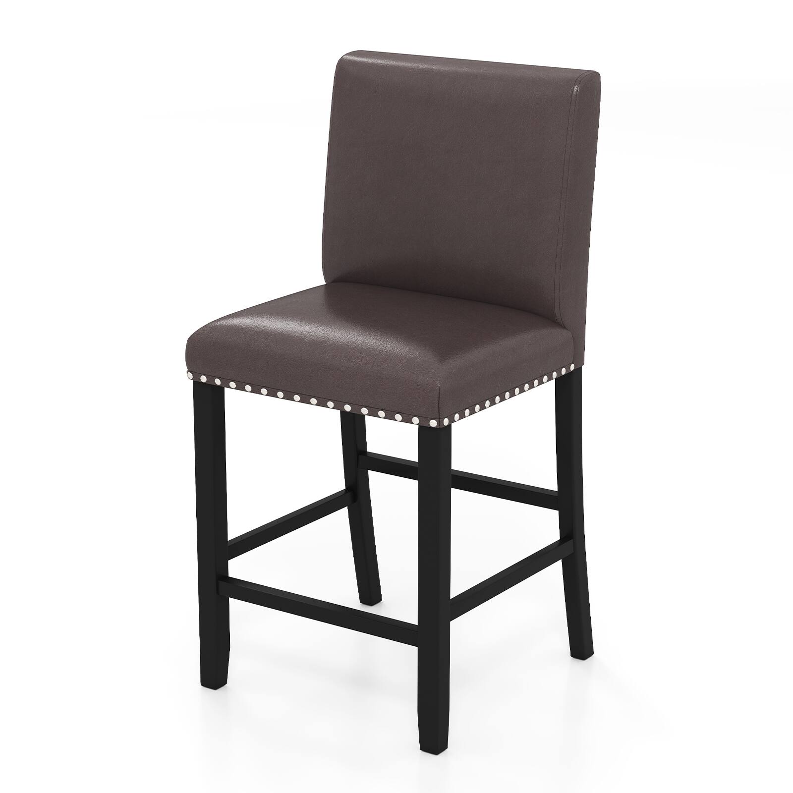 Alt View 9. Gymax - Gymax 4PCS Upholstered Bar Stool25.5'' Counter Height PVC Leather Accent Bar Chairs Brown - Brown.