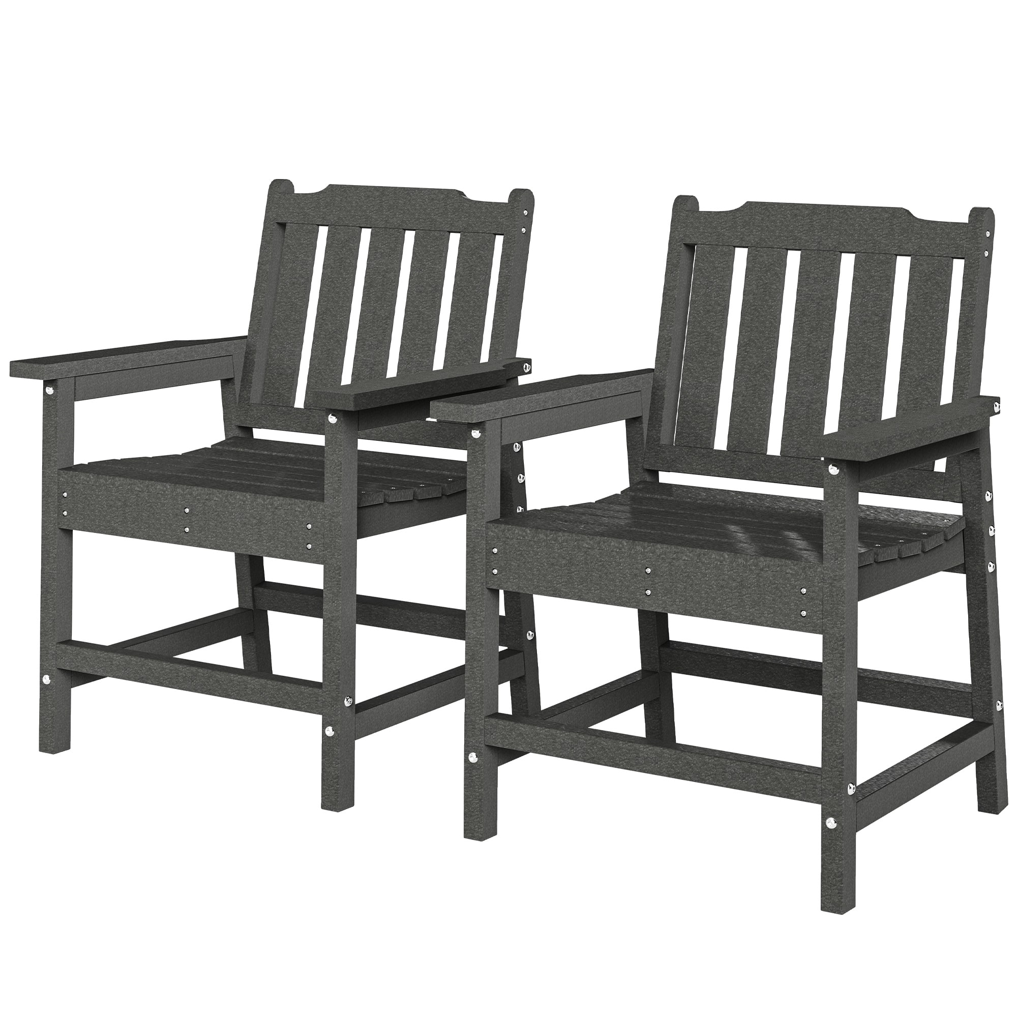 Outsunny - Piece All-Weather Patio Chairs, HDPE Patio Dining Chair Set - Gray