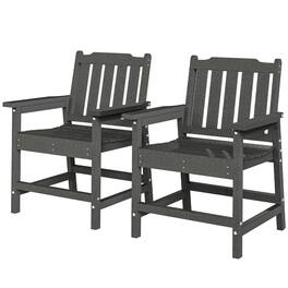 Outsunny - Piece All-Weather Patio Chairs, HDPE Patio Dining Chair Set - Gray