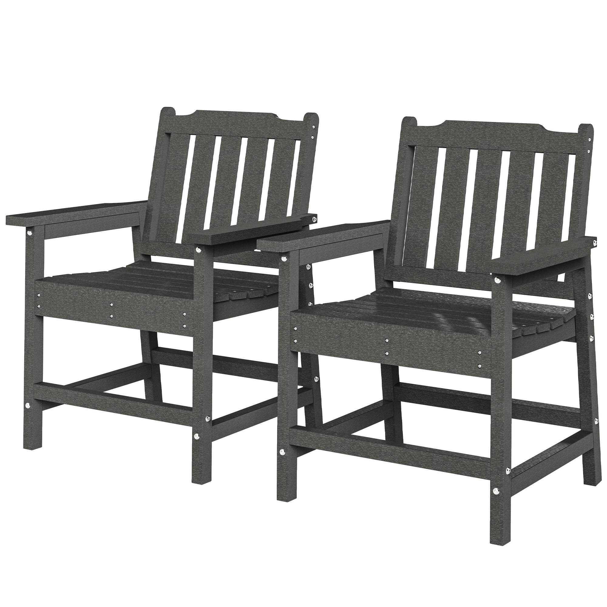 Front. Outsunny - Piece All-Weather Patio Chairs, HDPE Patio Dining Chair Set - Gray.