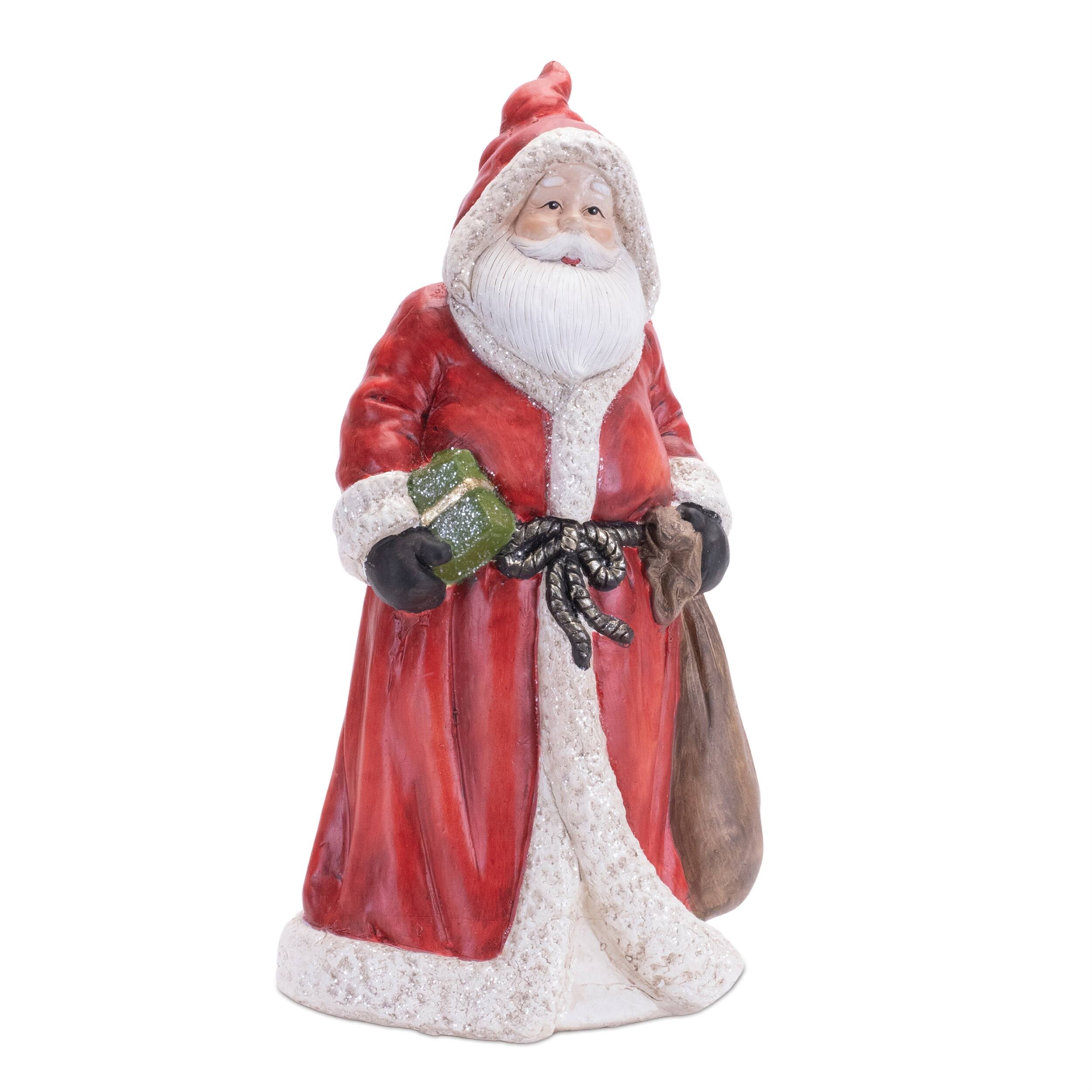 Angle. BreeBe - Hooded Terracotta Santa Figurine (Set of 2) - Red, Black.