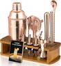 KITESSENSU - Cocktail Shaker Set Bartender Kit with Stand | Bar Set Drink Mixer Set with All Essential Bar Accessory Tools - Rose Gold