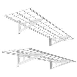 Fleximounts - 12 in. x 48 in. Steel Garage Wall Shelf with Brackets - White