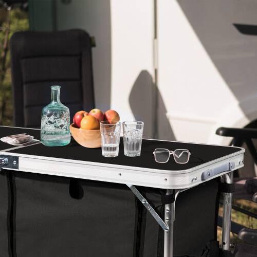 Alt View 7. Winado - 4FT Portable Aluminum Folding Camping Table with Storage, Adjustable Height, Carry Handle for Outdoor Camping Pinic - Black.