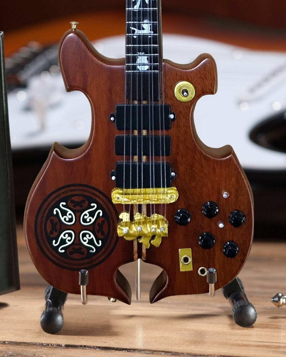 Alt View 1. Axe Heaven - Axe Heaven -John Paul Jones - Signature Alembic 8-String Mini Bass Guitar Replica Collectible   - Collectibles - Multicolor.