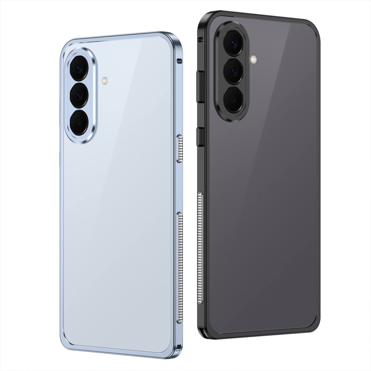 Back. Dteck - Metal Frame Heat Dissipation Rugged Shockproof Bumper Frame Phone Case with Lens Cover For Samsung Galaxy A37 5G - Purple.