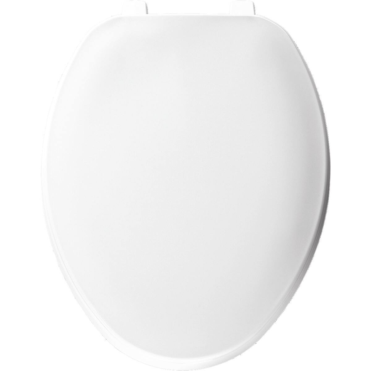 Angle. BEMIS - Bemis Elongated Plastic Toilet Seat in White with Top-Tite Hinge - White.