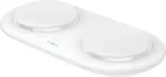 Front. Belkin - 15W Dual Qi2 Wireless Magnetic Charging Pad, MagSafe Compatible for iPhone & AirPods - White.