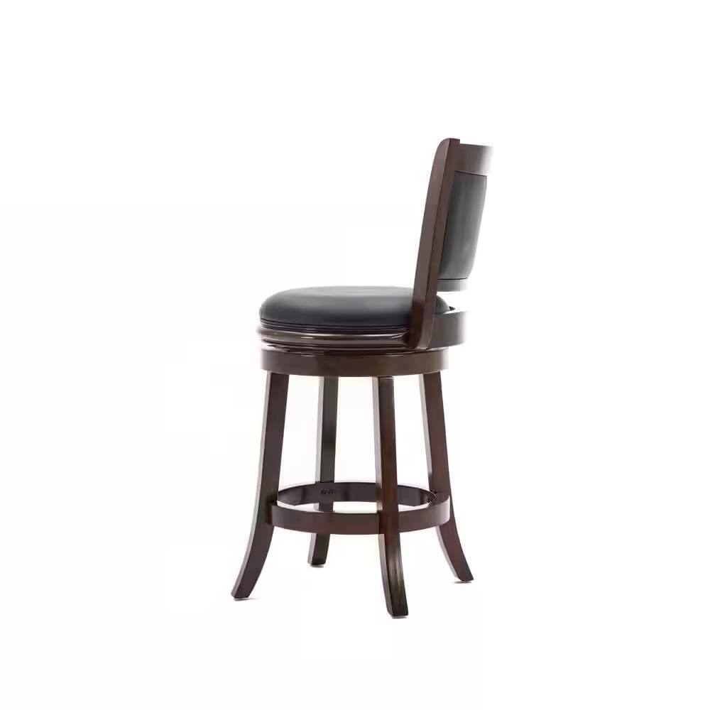 Left. Hivvago - Counter Height Barstool in Dark Brown Wood Finish with Black Padded Swivel Seat - Brown.