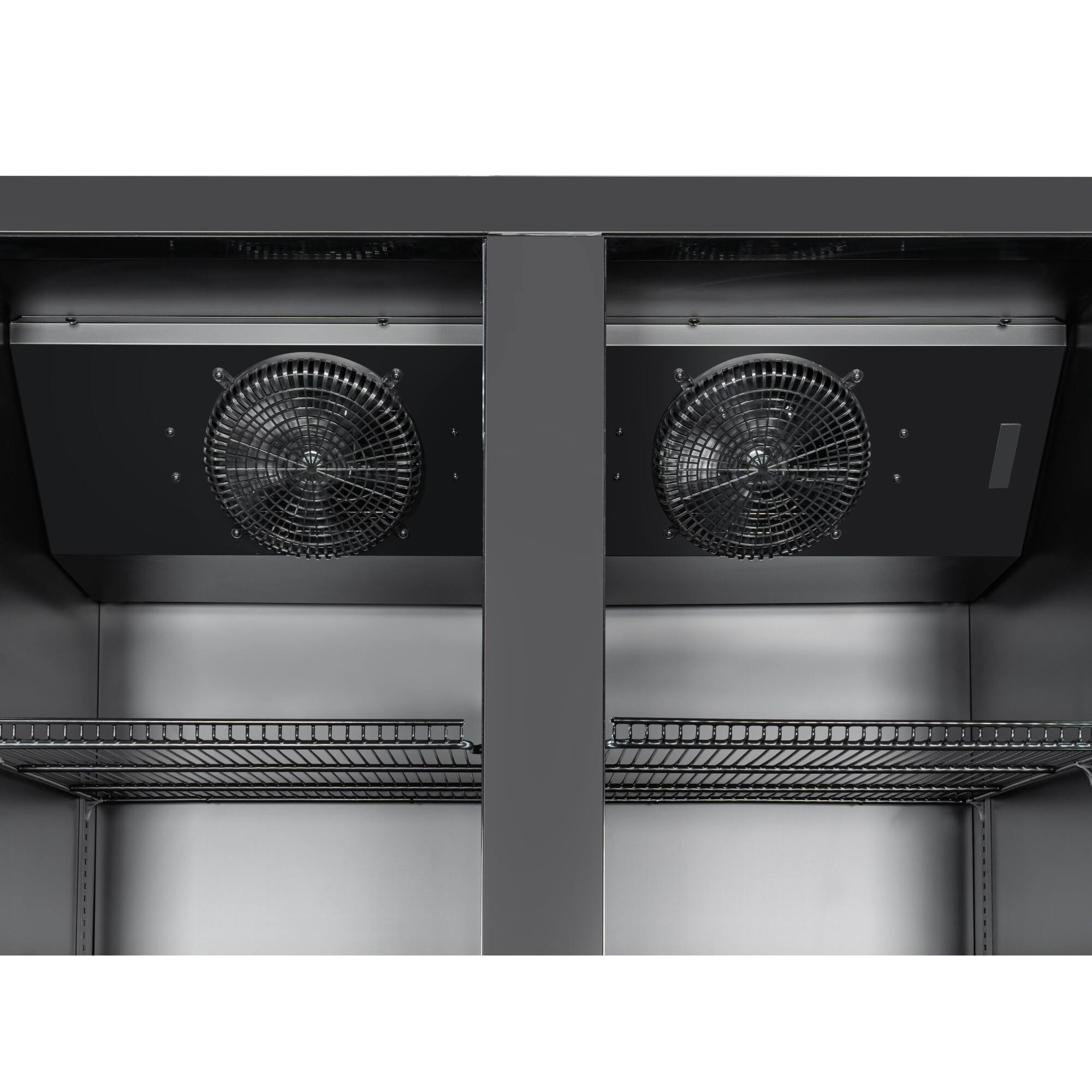 Alt View 4. Koolmore - 47 in. Two-Door Commercial Display Merchandiser Refrigerator in Sleek Black, 35 cu. ft. ETL Listed (KM-MDR-2GD-35CNL-BK) - Matte Black.