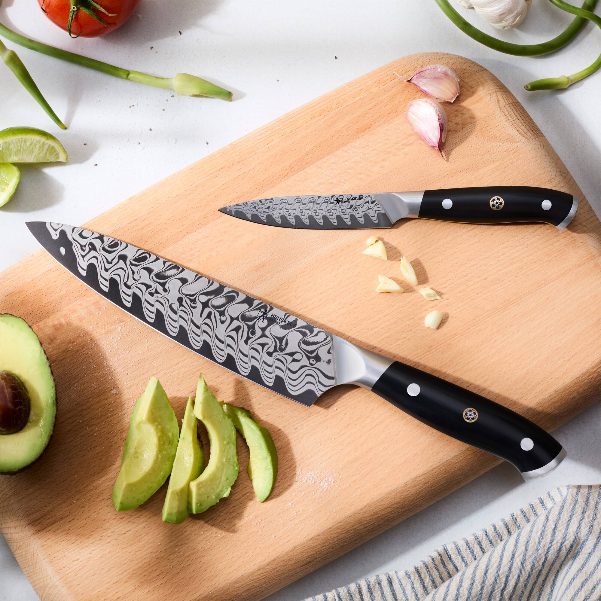 Alt View 4. Henckels - Henckels Compass Damascus 2-pc Chef's Knife Set - Black.
