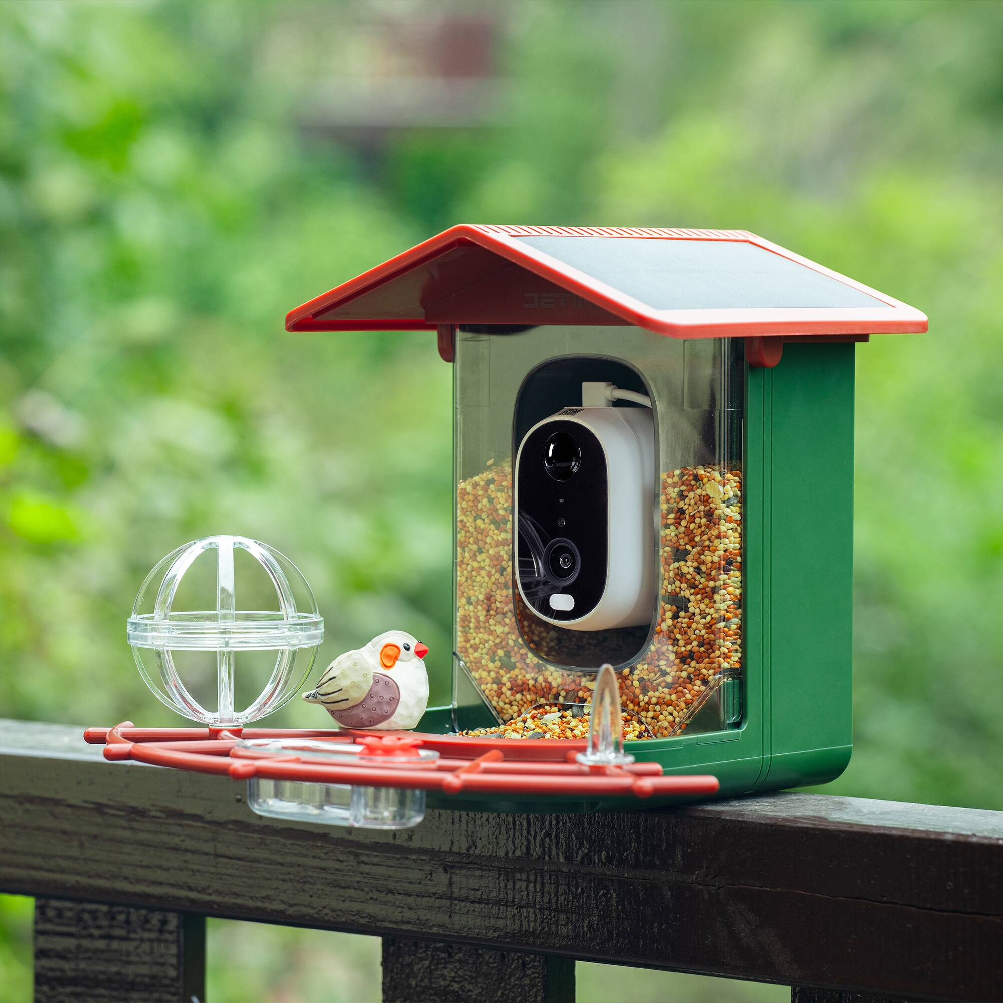 Angle. Parrot Uncle - Smart Wild Bird Feeder with Camera for Outdoor, Solar Power & AI Recognition and Color Night Vision - White.