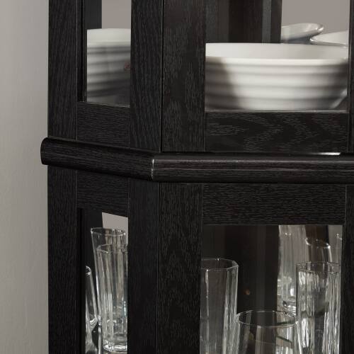 Alt View 4. LUCKY ONE - 15.35in Freestanding Corner Curio Cabinet with Tempered Glass Shelves LED Light Display for Bar Decor - Black.