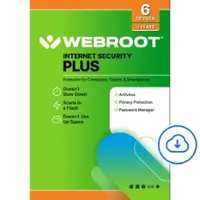 Webroot - Internet Security Plus + Antivirus Protection (6 Devices) (2-Year Subscription) - Android, Apple iOS, Chrome, Mac OS, Windows [Digital] - Front_Zoom