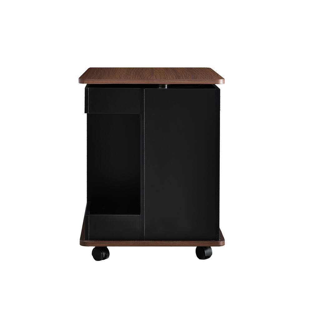 Alt View 10. Loheer - Loheer Adjustable End Table with Wheels Lift-Top Sofa Side Table Rotating Top Modern Multifunctional Wood Grain - White/Wood.