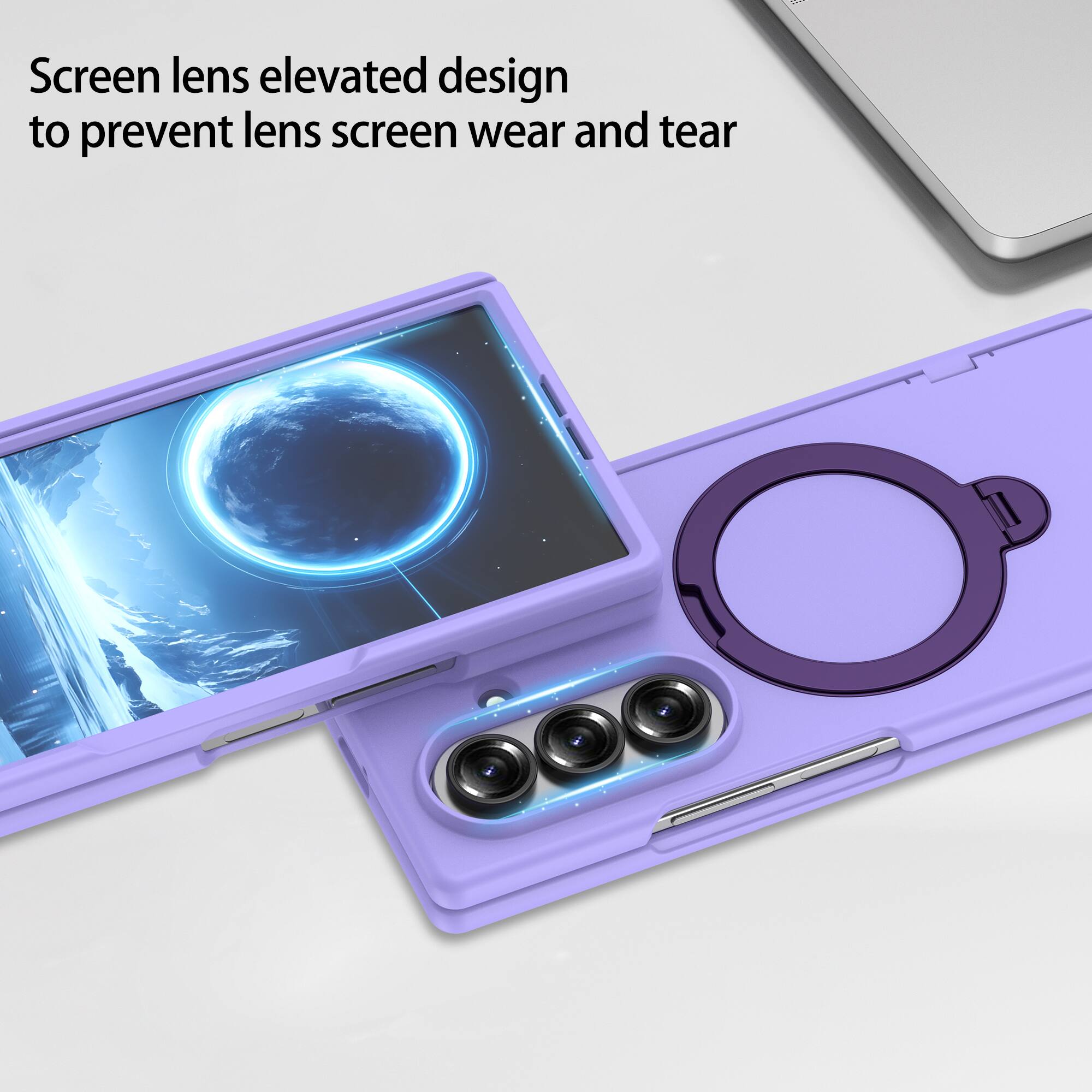 Screen lens elevated design to prevent lens screen wear and tear