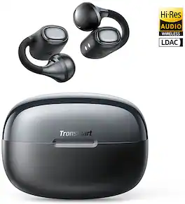 Tronsmart - OpenFly 2 Open Ear Clip-On Earbuds-32H Playtime, Hi-Res Light Comfort Fit for Sports/Workouts, Low Latency, Dual Pairing - Black