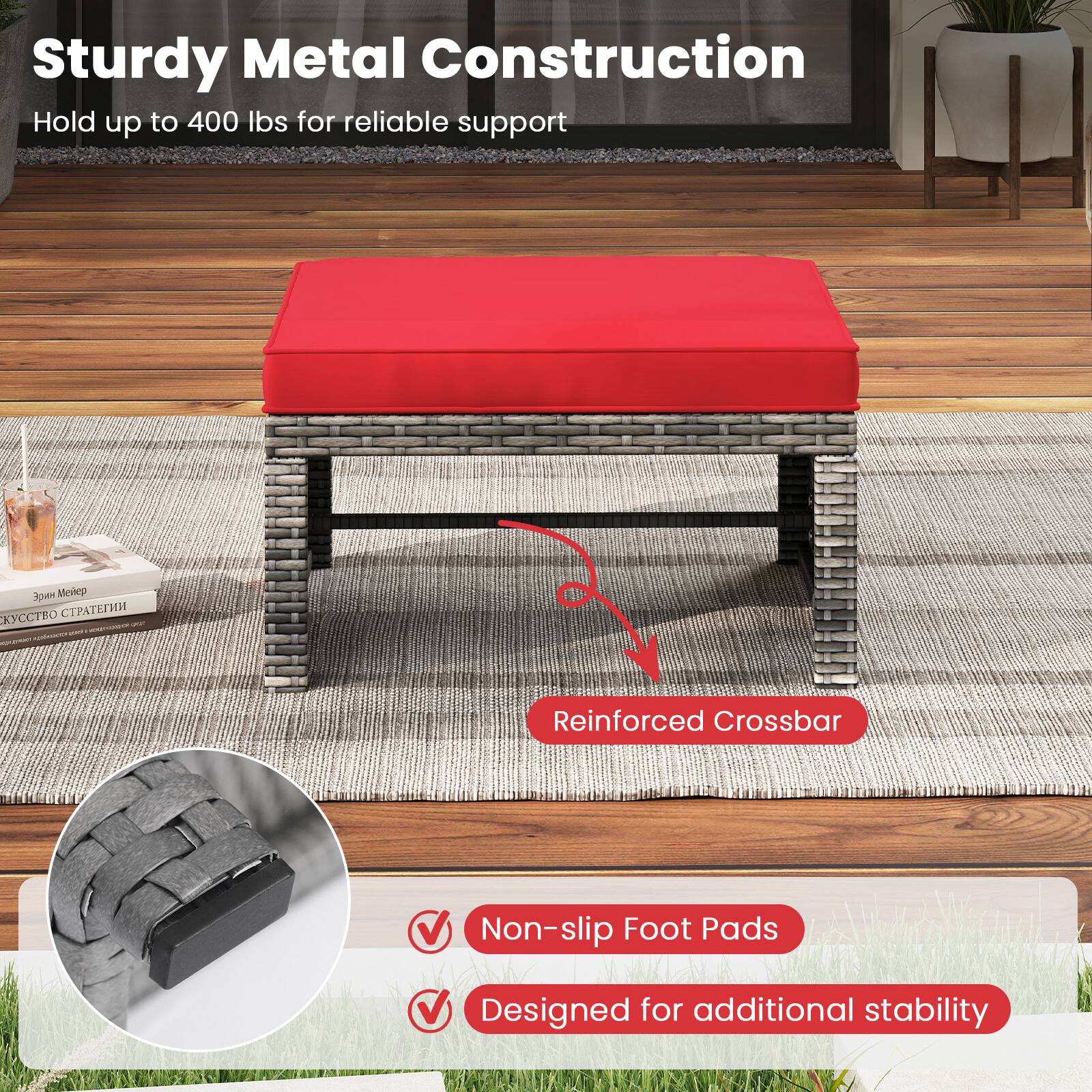 Sturdy Metal Construction  
Hold up to 400 lbs for reliable support  

Reinforced Crossbar  

Non-slip Foot Pads  
Designed for additional stability
