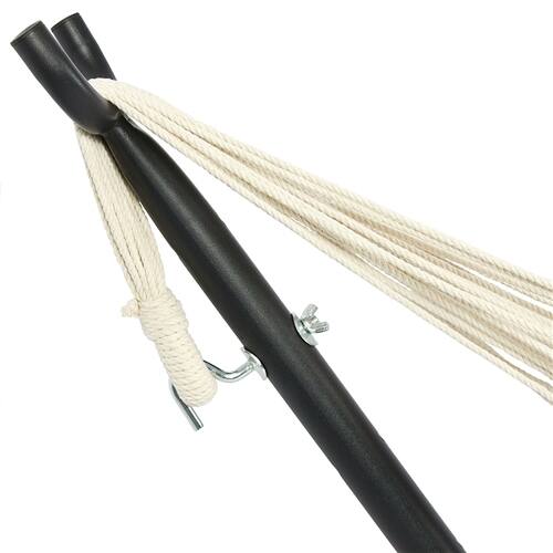 Left. SlickBlue - Outdoor Portable Cotton Hammock with Stand and Carry Case – Desert Stripe Pattern - Grey, Brown, Black.