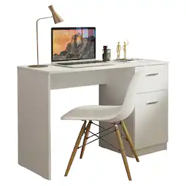 Madesa - Compact Computer Desk 43 Inch with Storage and Drawer - White