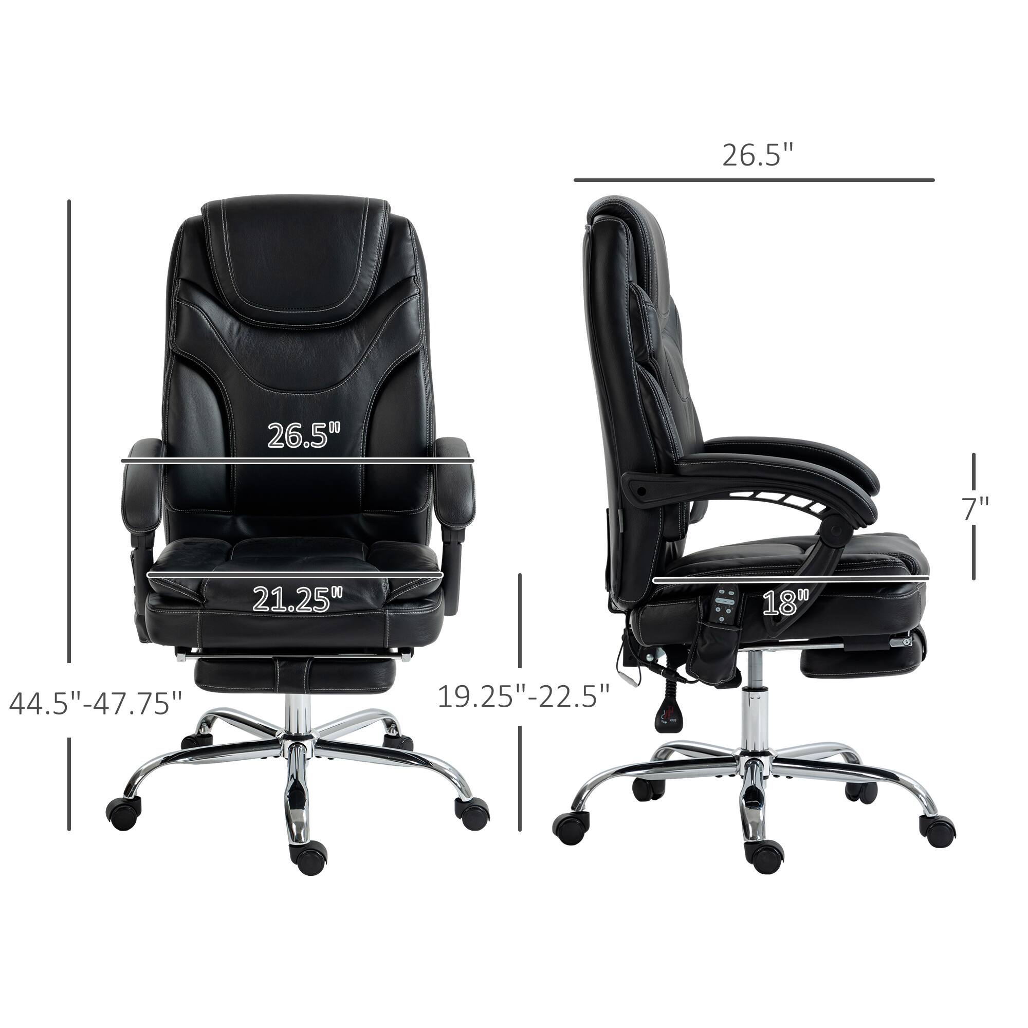 26.5"  
26.5"  
21.25"  
18"  
44.5"-47.75"  
19.25"-22.5"