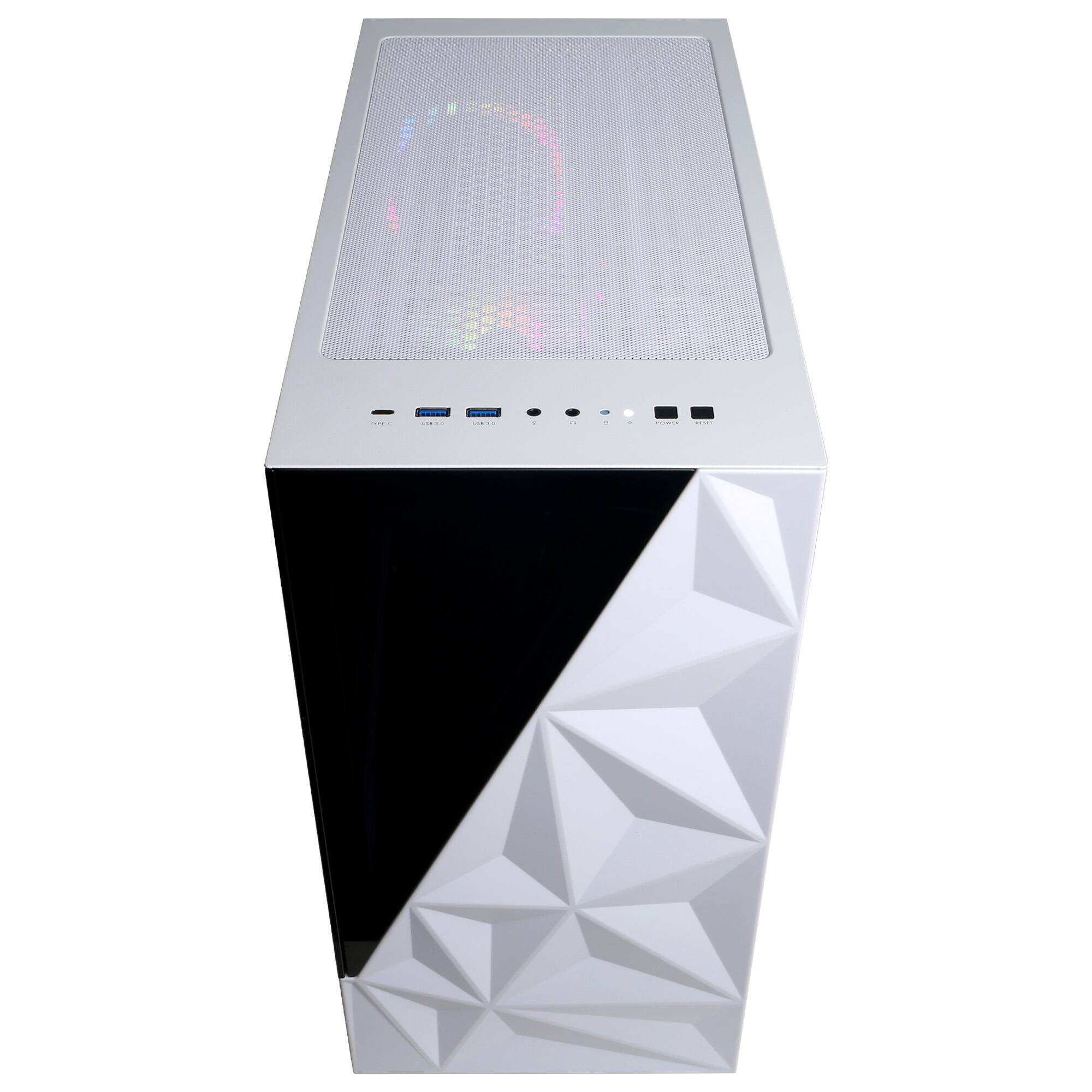 Alt View 2. CyberPowerPC - Gaming Desktop - AMD Ryzen 7 9700X - NVIDIA GeForce RTX 5060 Ti 8GB - 16GB DDR5 - 1TB PCIe 4.0 SSD - White.