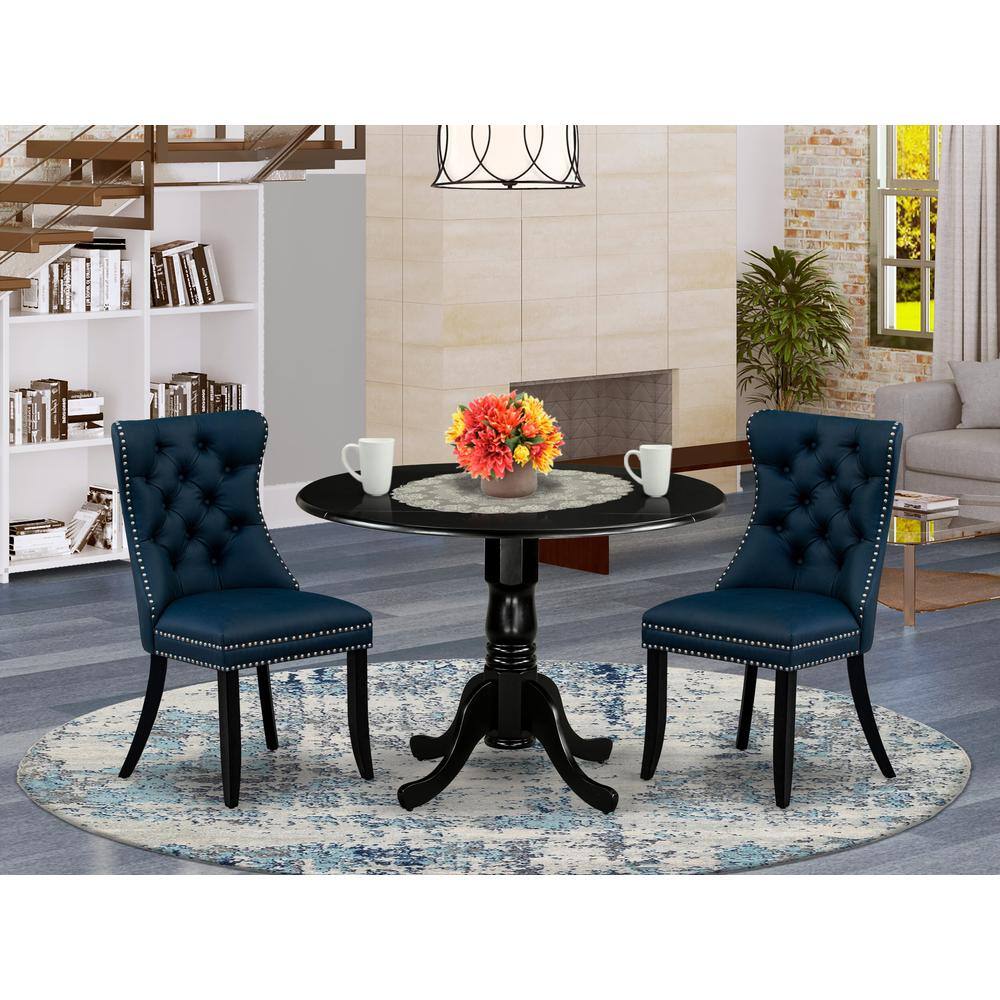 Alt View 3. East West Furniture - 3 Piece Dining Room Set - Black.