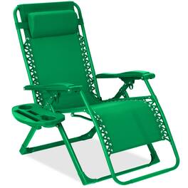 Best Choice Products - Monochromatic Zero Gravity Chair, Folding Patio Recliner w/Side Tray, Headrest - Basil