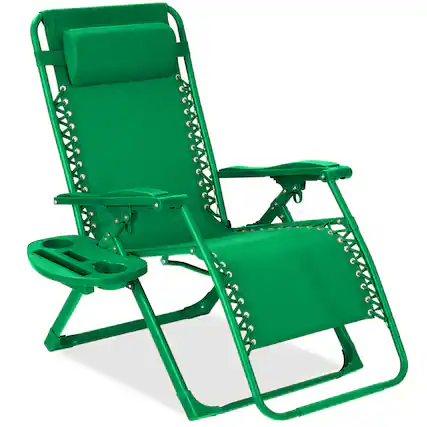 Front. Best Choice Products - Best Choice Products Monochromatic Zero Gravity Chair, Folding Patio Recliner w/Side Tray, Headrest - Basil - Basil.