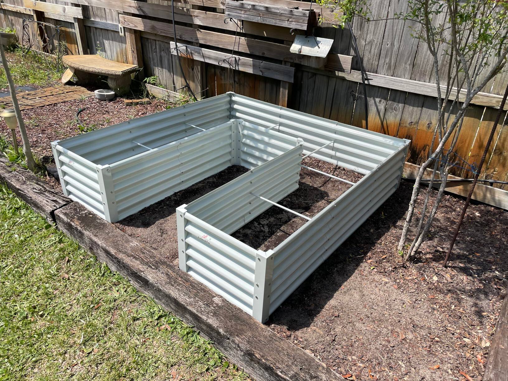 Alt View 1. A Anleolife - 3-Pack White Metal Rectangular U-Shaped Raised Garden Bed Planter Box for Vegetables (74 in. L x 74 in. W x 18 in. H) - White.