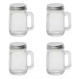 Kitcheniva - Mini Leakproof Glass Mason Jars (4 Pcs) - For Expresso, Jam & Honey