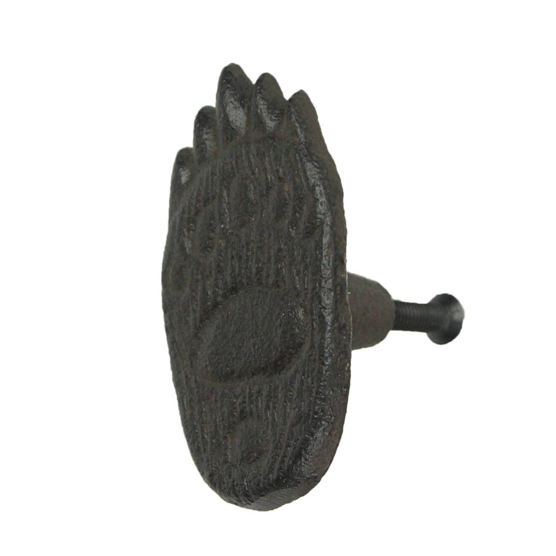 Alt View 2. Zeckos - Set of 6 Cast Iron Animal Tracks Bear Paw Cabinet Knob Drawer Pulls Cabin Decor - Brown.