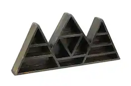 Zeckos - Dark Wooden Geometric Triangle Crystal Display Shelf 16.5 x 7.75 x 2 inch - Brown