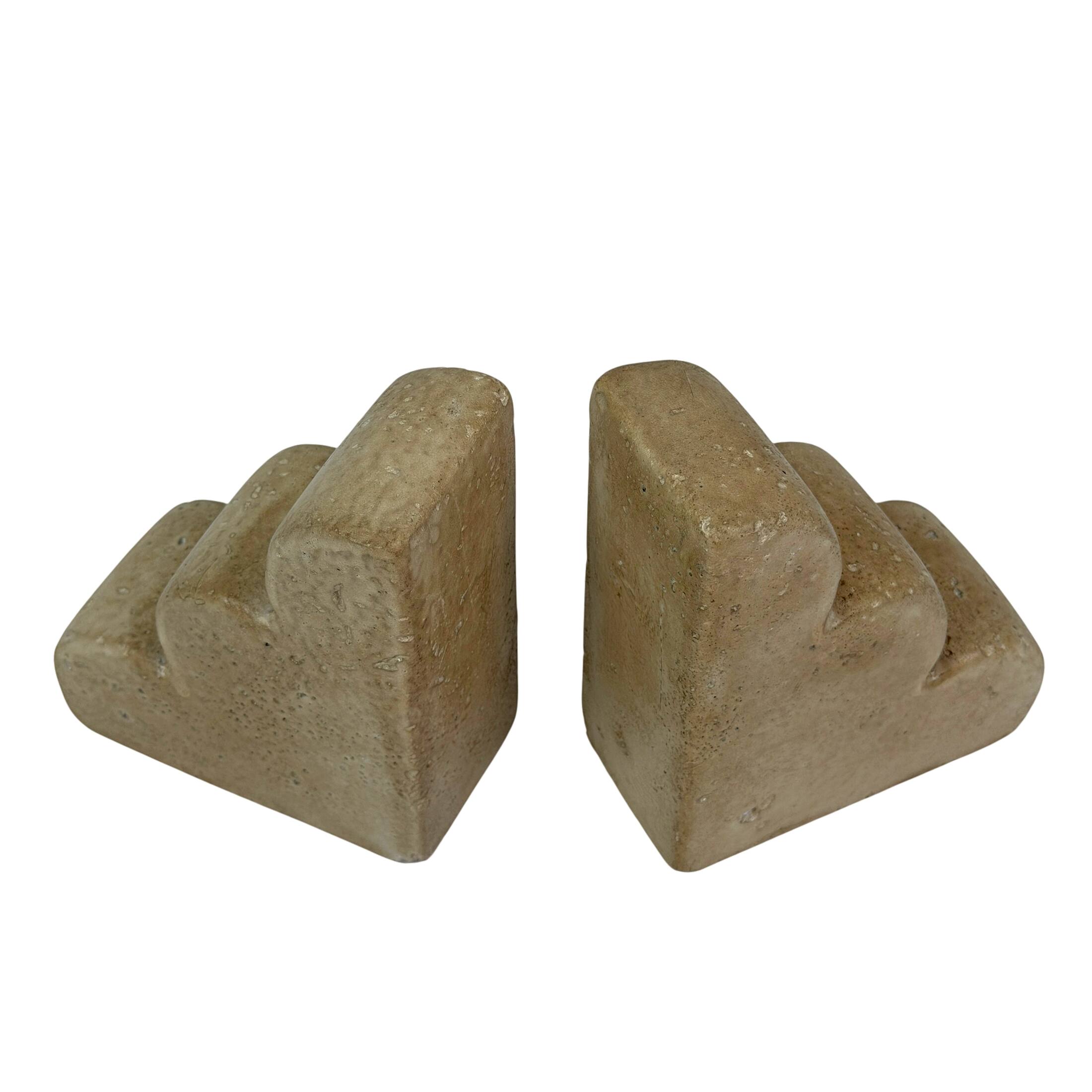 Alt View 7. Things2Die4 - Decorative Cement Scallop Edge Bookends Set of 2 Beige Matte 7.75 Inch Wide - Beige.