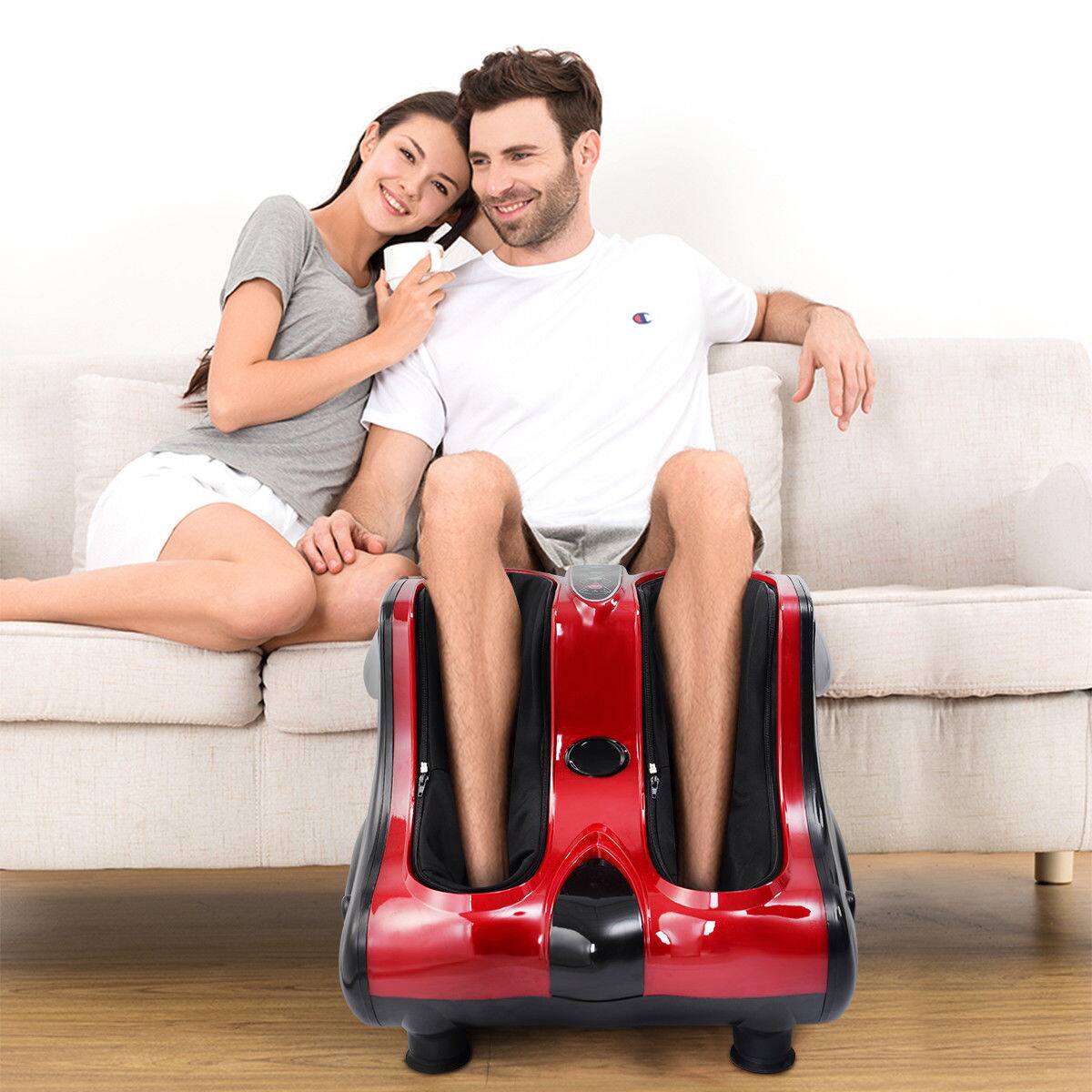 Alt View 12. Costway - Shiatsu Kneading Rolling Vibration Heating Foot Calf Leg Massager - Red/Black.
