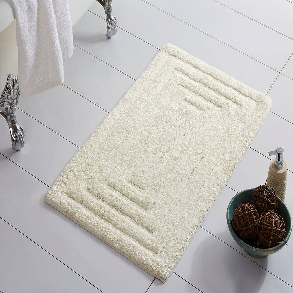 Alt View 2. Knightsbridge - Knightsbridge Ivory Cotton Bath Rug with Traditional Racetrack Design - ivory.