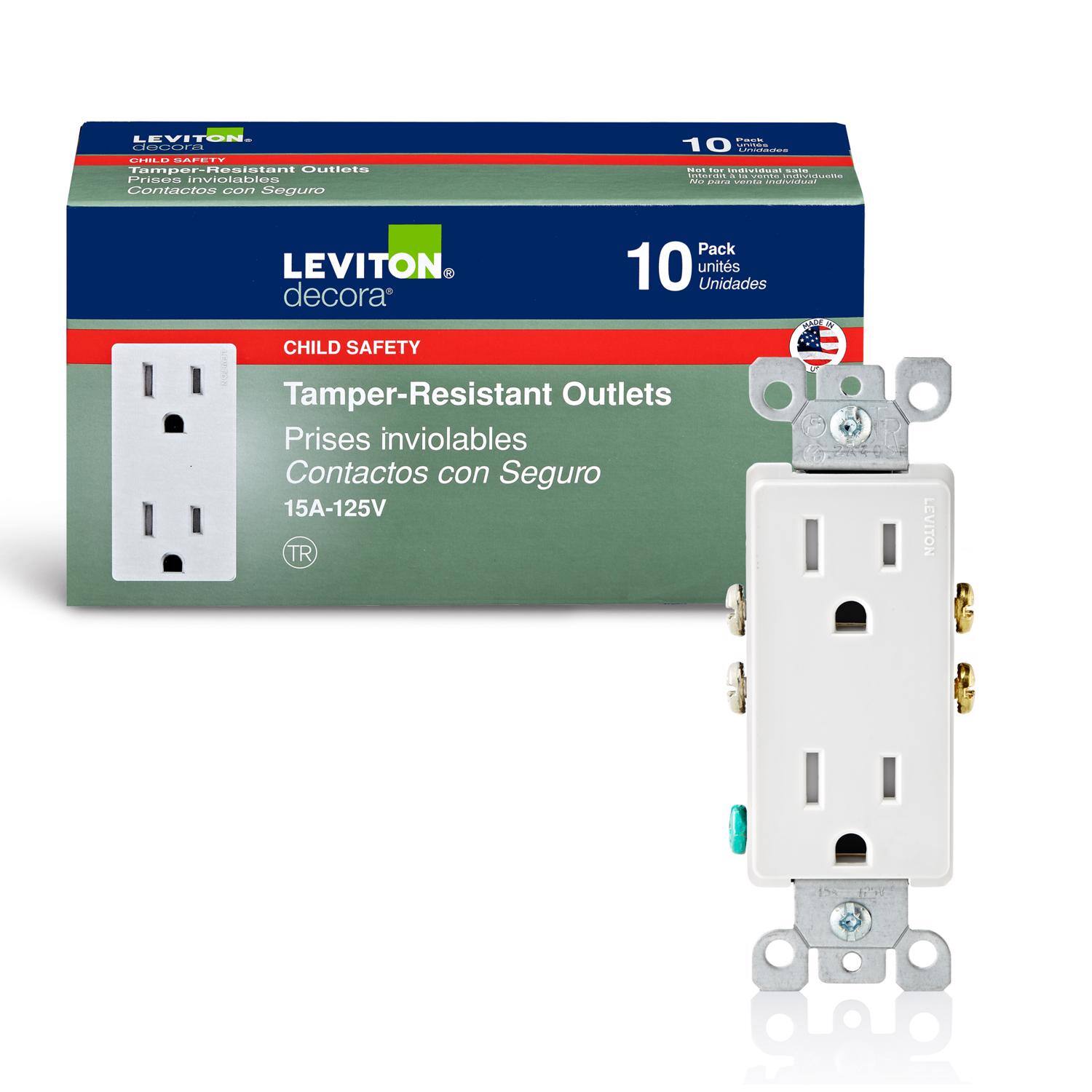 LEVITON decora CHILD SAFETY Tamper-Resistant Outlets Prises inviolables Contactos con Seguro

Pack 10 unidades Unidades

CHILD SAFETY
Tamper-Resistant Outlets Prises inviolables Contactos con Seguro 15A-125V TR

LEVITON
