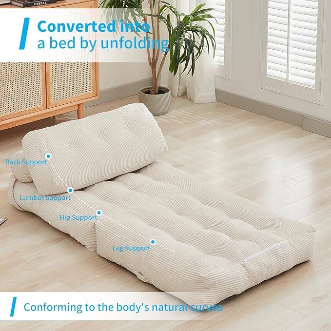 Converted into a bed by unfolding

- Back Support
- Lumbar Support
- Hip Support
- Leg Support

Conforming to the body's natural curves