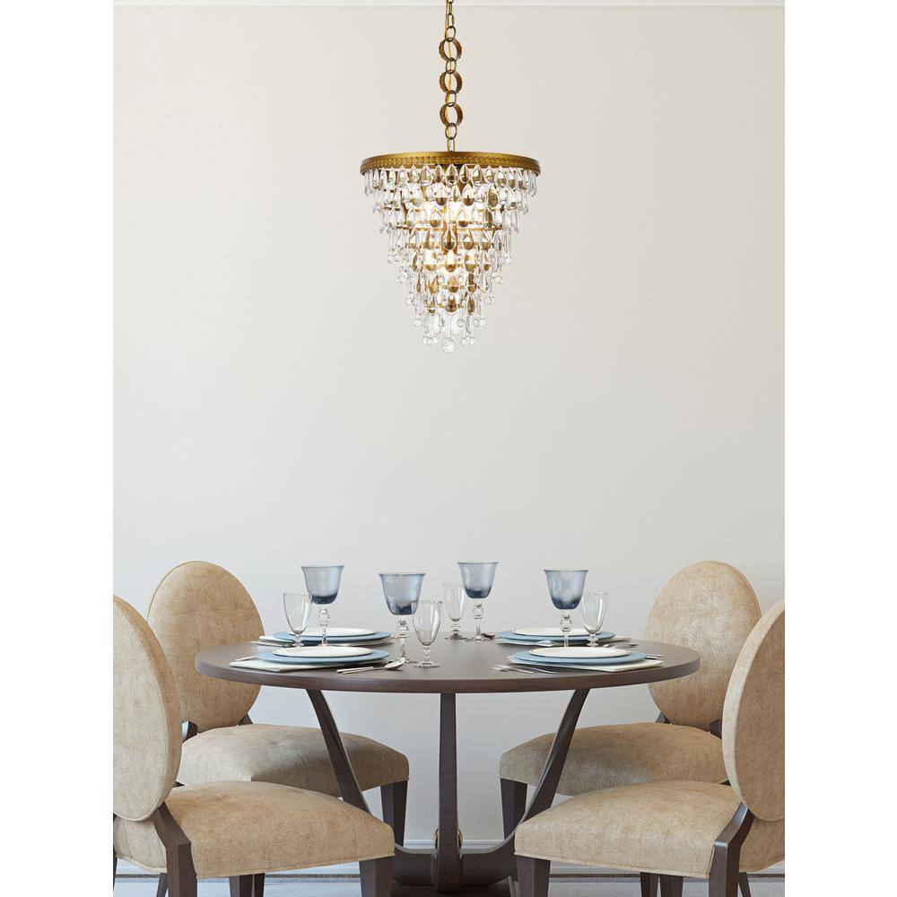 Alt View 2. Elegant Lighting - Nordic 5 lights brass pendant - Brass And Clear.